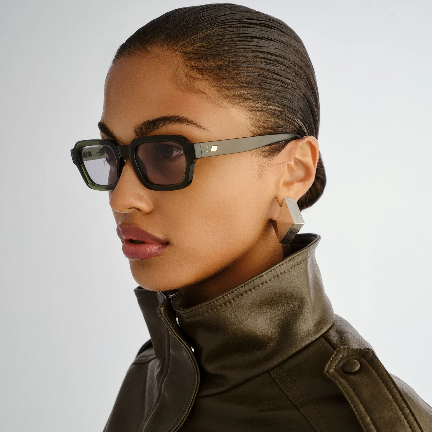 Le Specs Tension+ occhiali da sole rettangolare khaki smoke