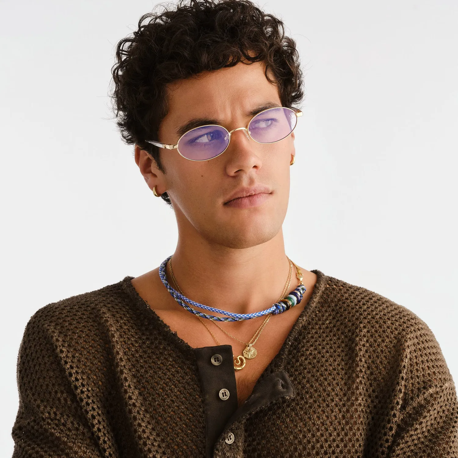 Le Specs Icicle montatura da vista oro luce blu ovale large