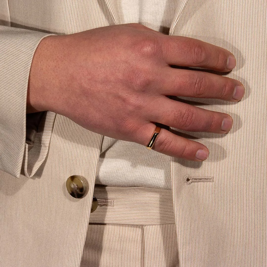Hemmet Principle Fine Line anello chevalier regolabile oro giallo