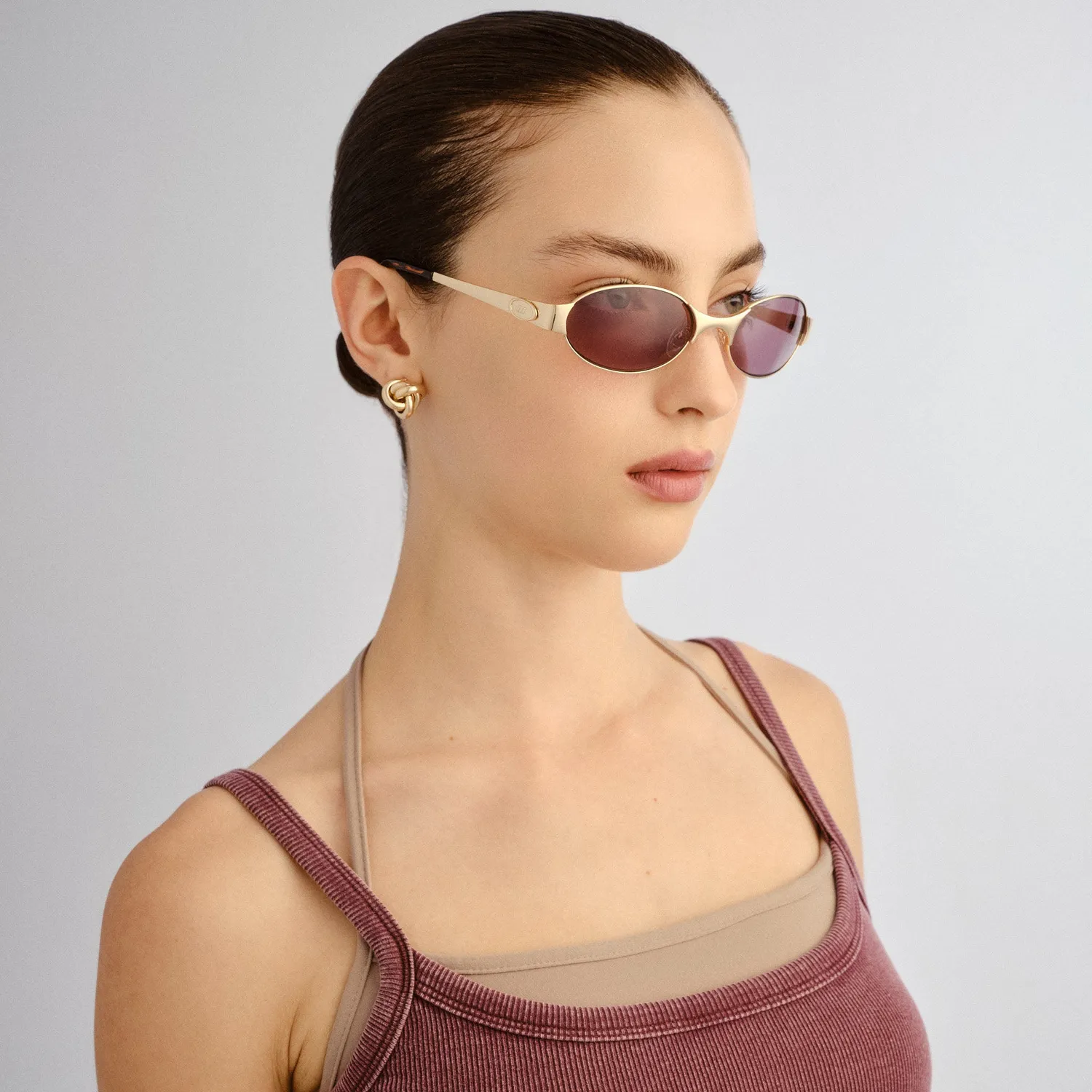 Le Specs Frostbite occhiali da sole ovale oro marrone