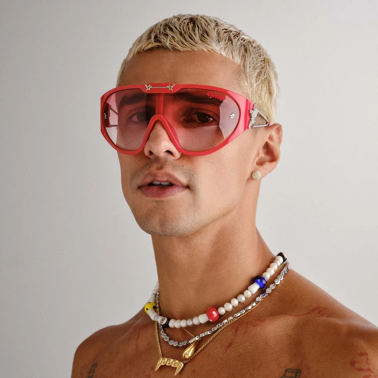 Le Specs Nepo Baby occhiali da sole rosso scudo