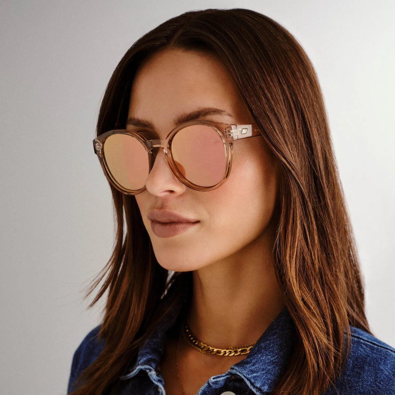 Le Specs Paramount occhiali da sole Tan lenti specchiate