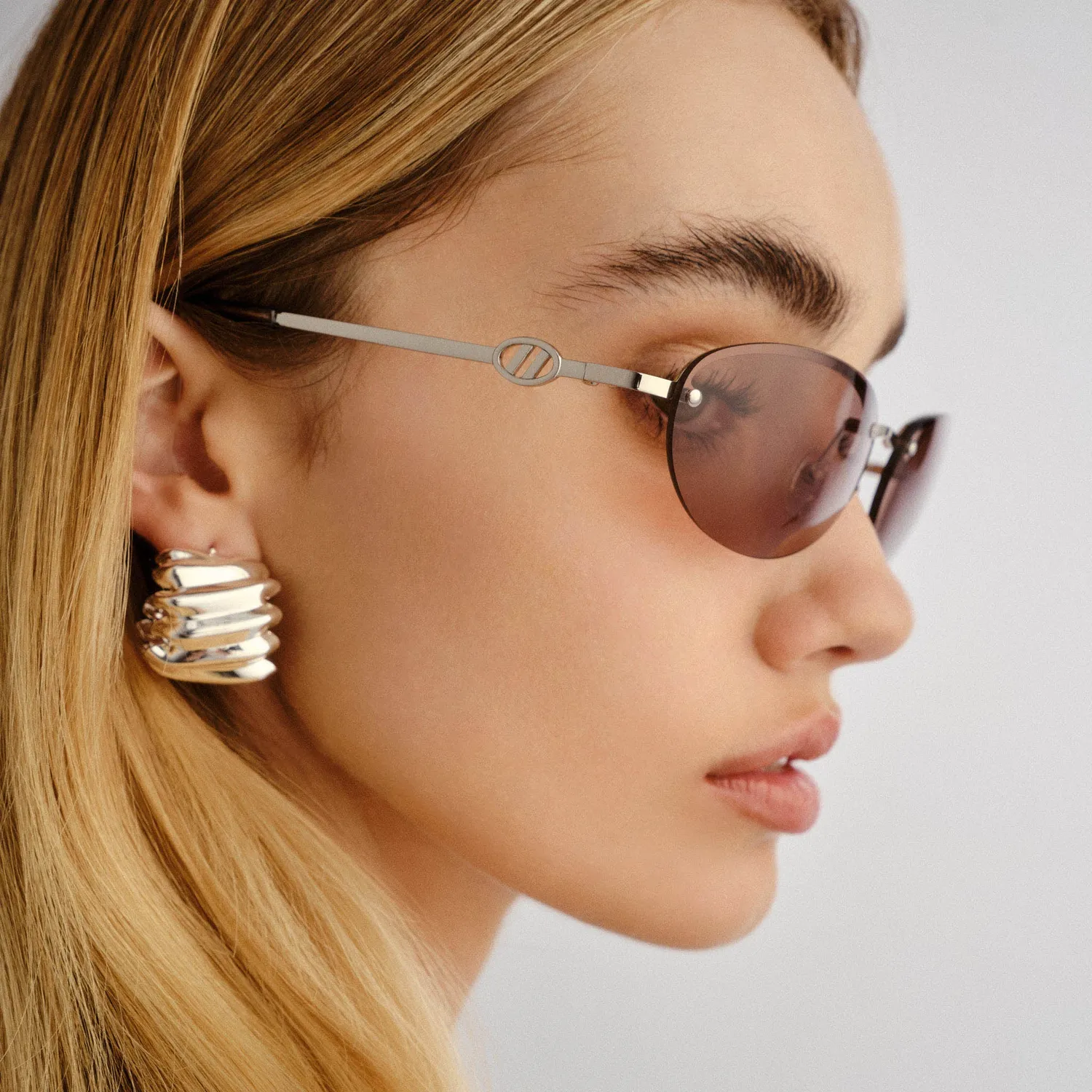 Le Specs Slinky occhiale da sole argento lente marrone