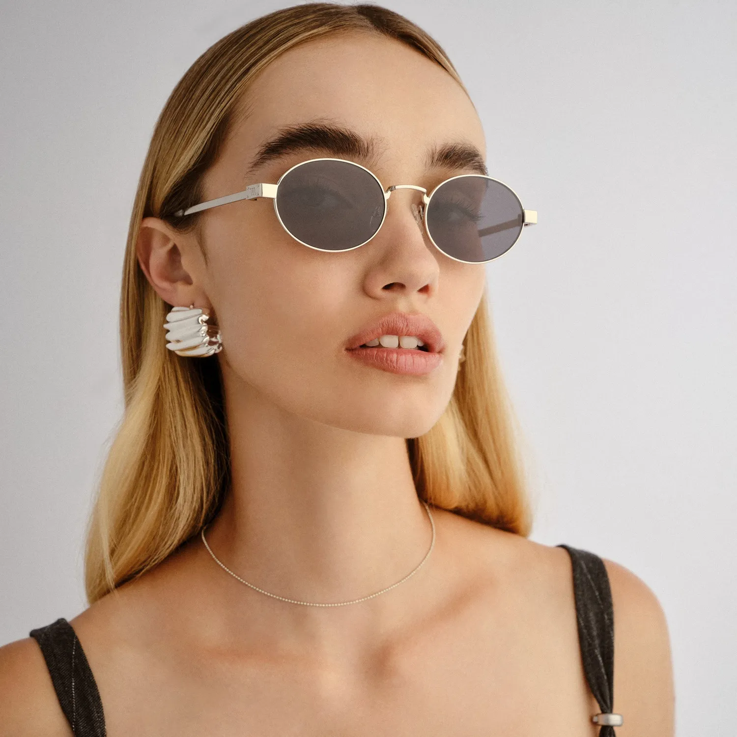 Le Specs Poseidon Deux occhiale da sole argento ovale