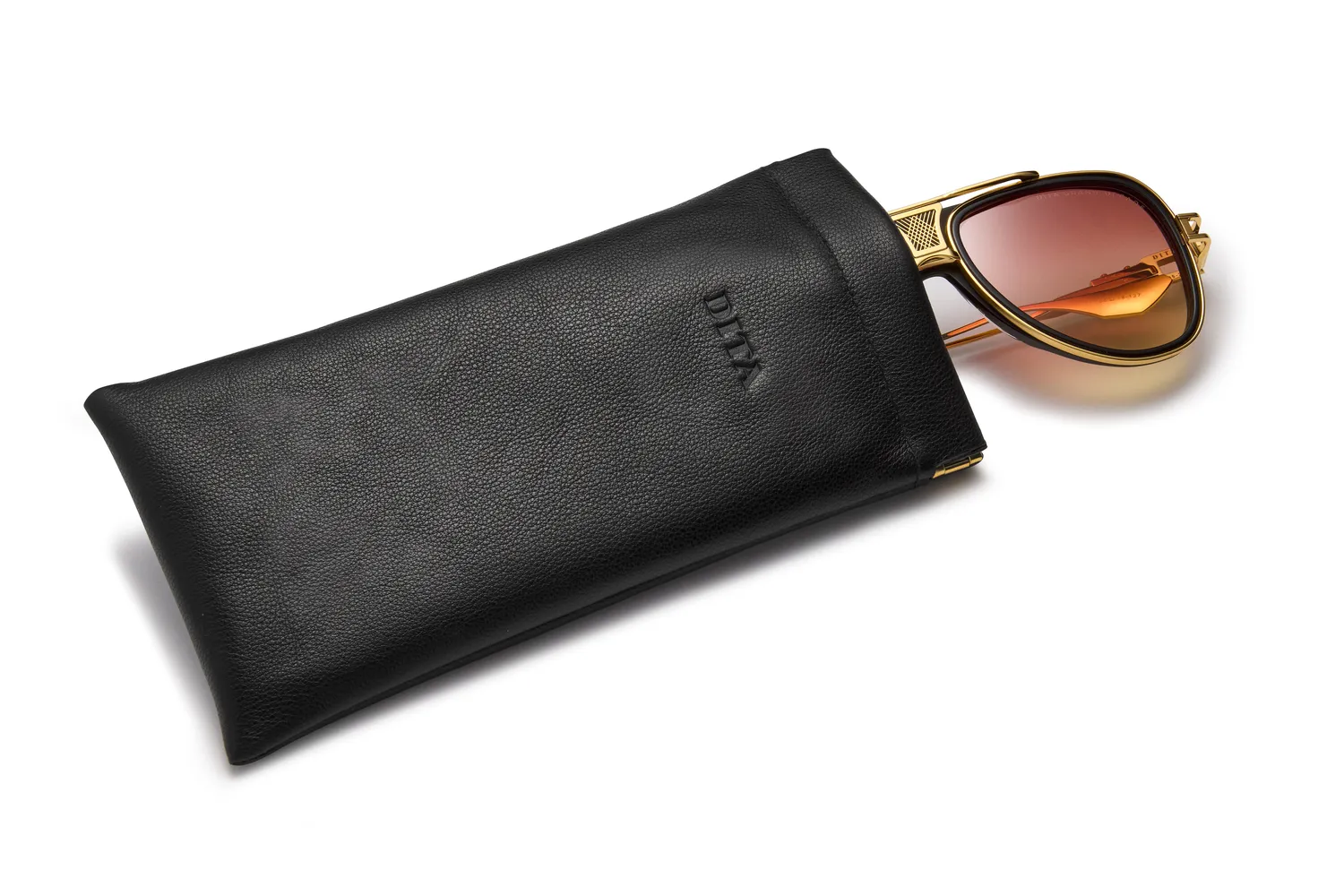 DITA Soft Leather custodia occhiali nera in pelle