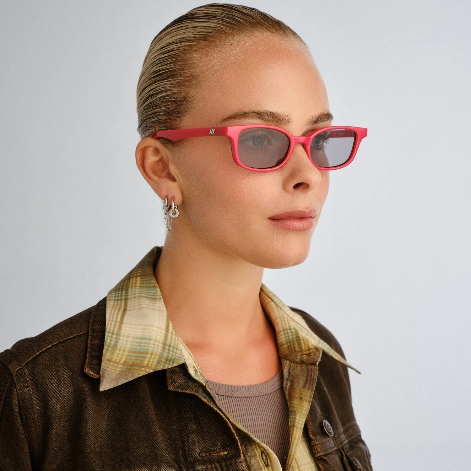 Le Specs Echelon occhiale da sole rosso rettangolare