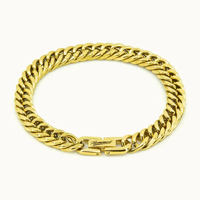 Hemmet Principle Cuban Bracelet bracciale oro giallo 19 cm