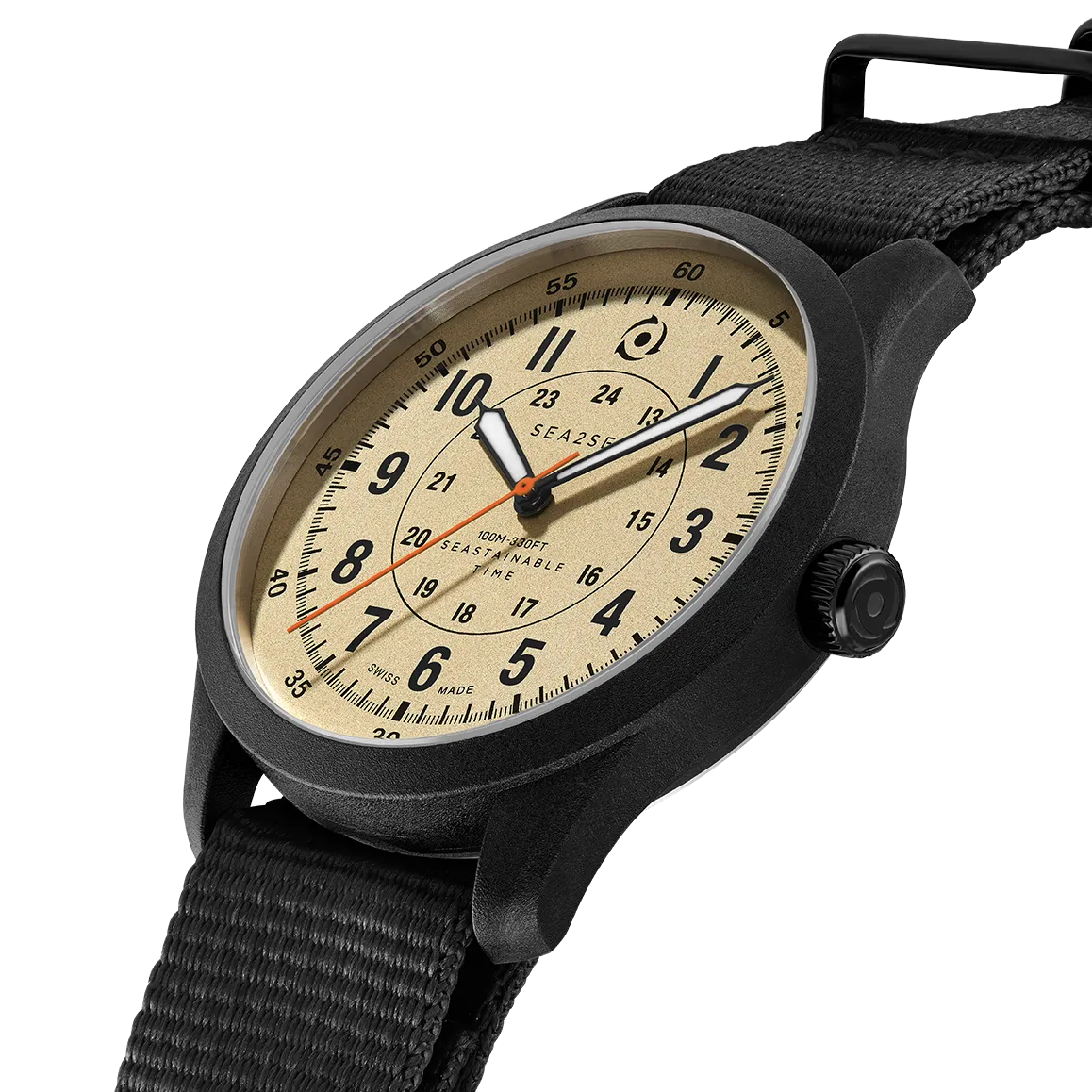Sea2See Seal 02 orologio 41 mm nero sabbia