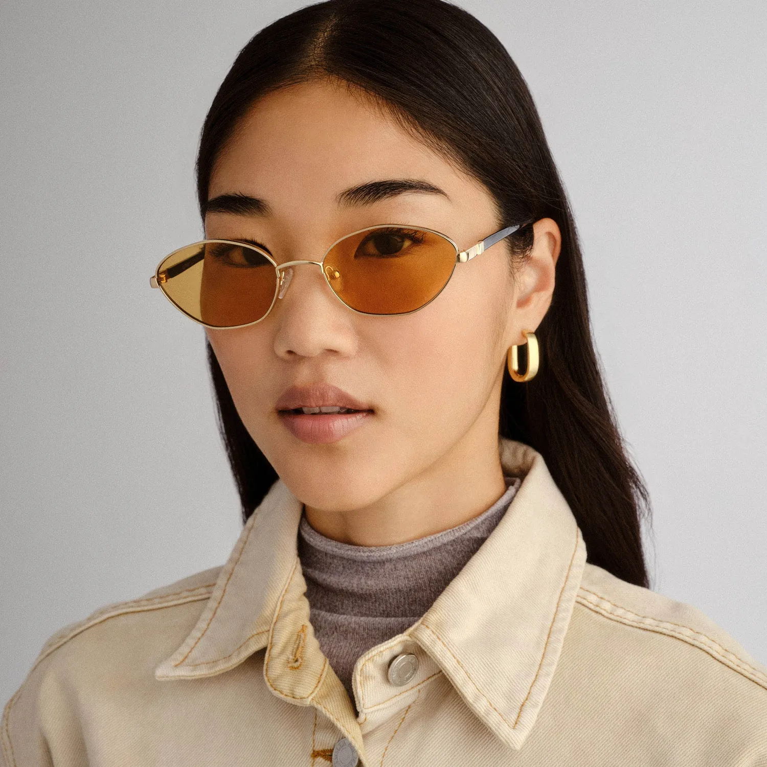 Le Specs Le Bebe occhiali da sole oro lente ambra ovale