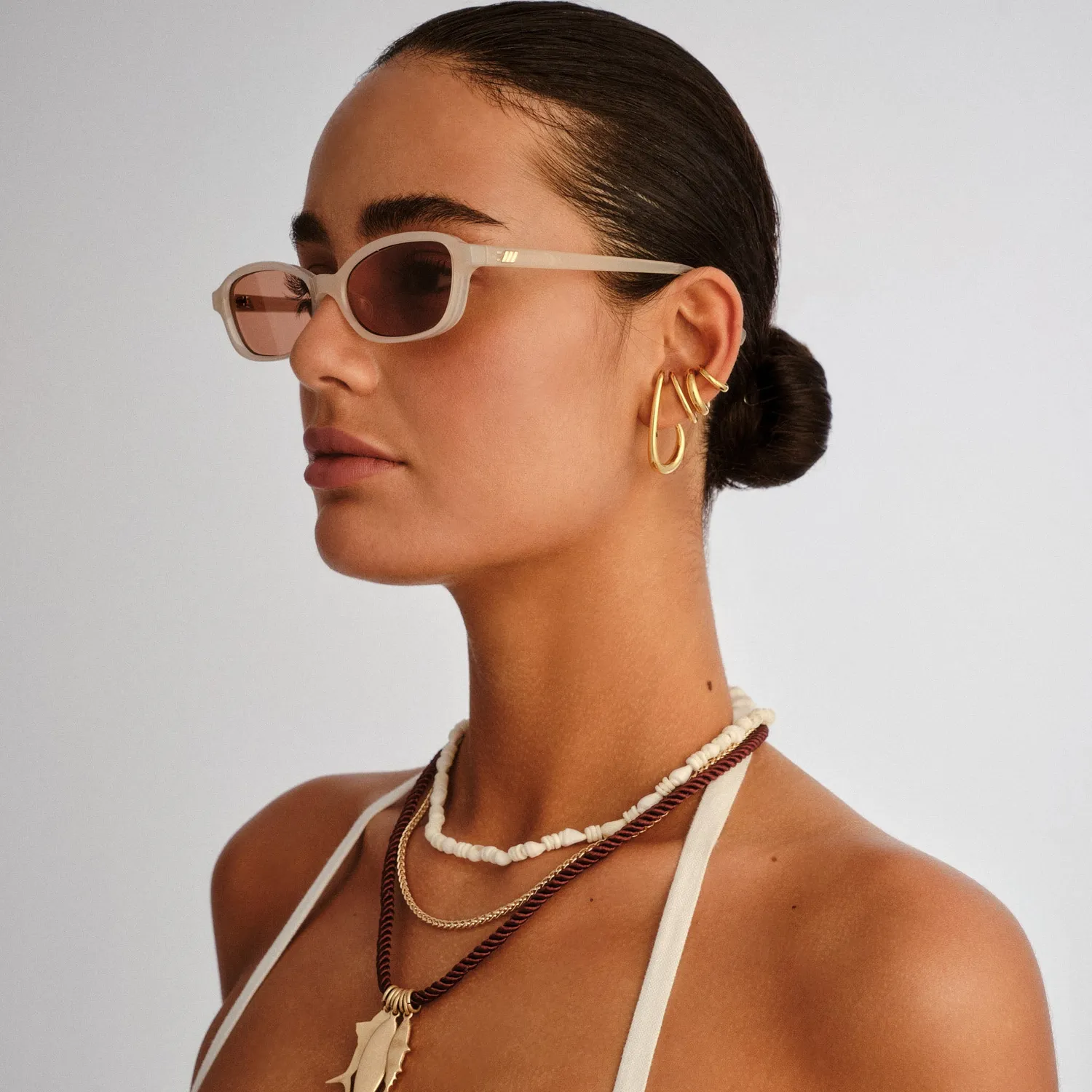 Le Specs Honey Pot occhiale da sole nude rettangolare