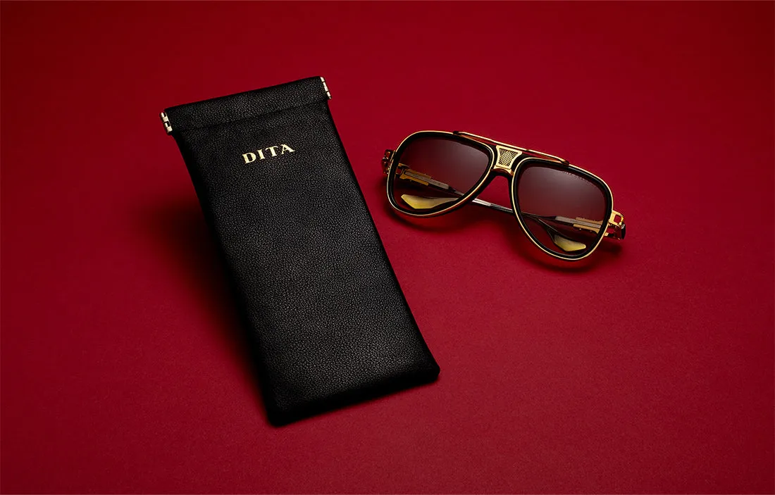 DITA Soft Leather custodia occhiali nera in pelle