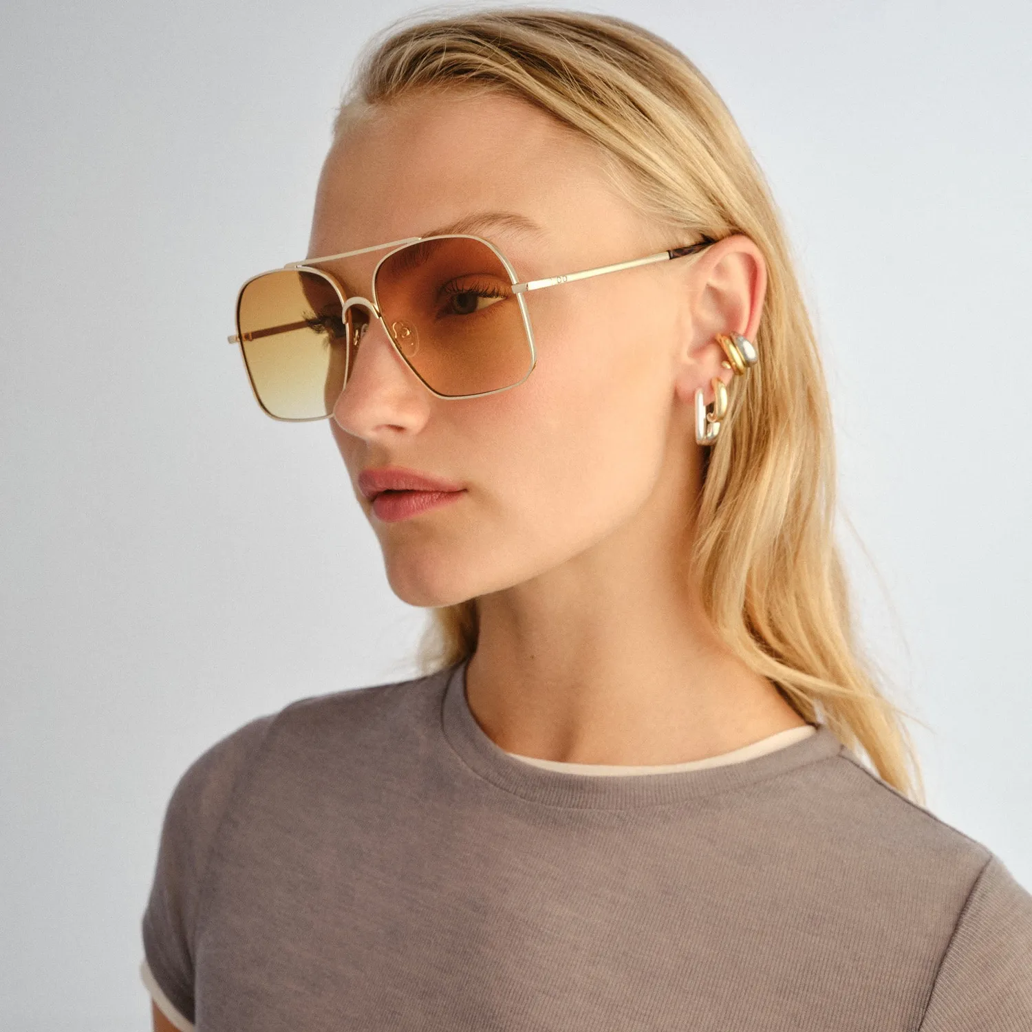 Le Specs Civelle occhiali da sole oro tartarugato aviatore