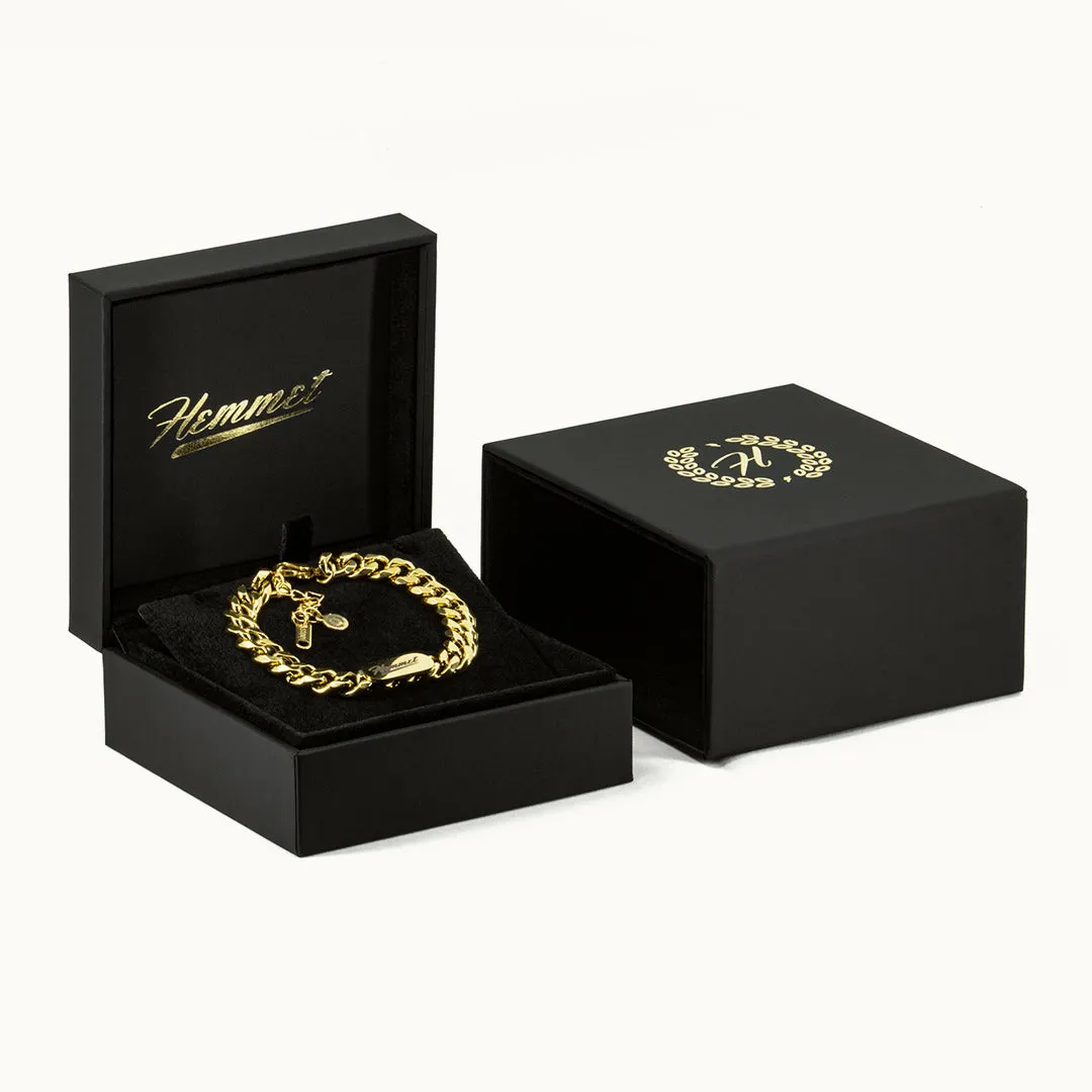 Hemmet Principle Cuban Tag bracciale oro giallo 17cm