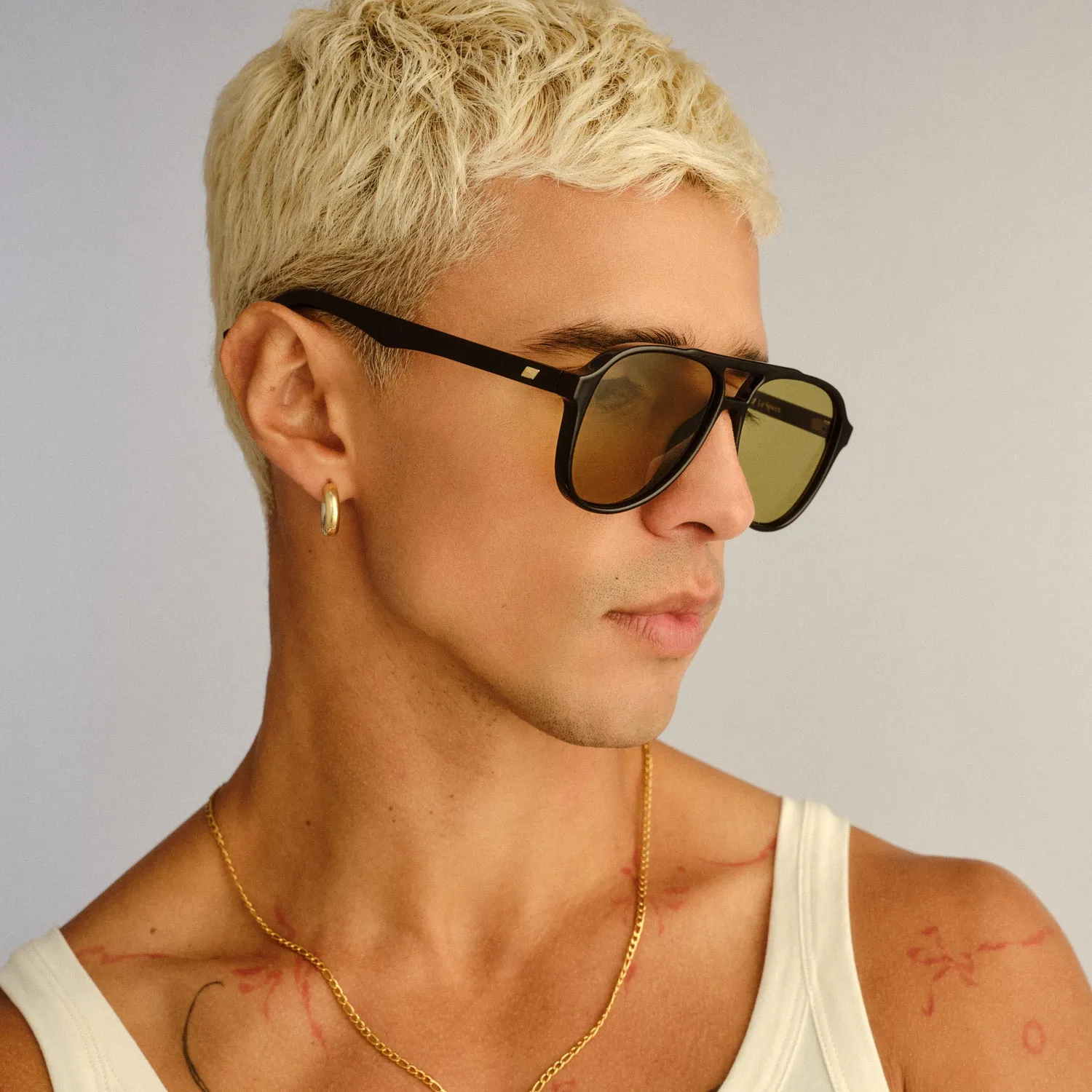 Le Specs Tragic Magic occhiale da sole nero lente oliva