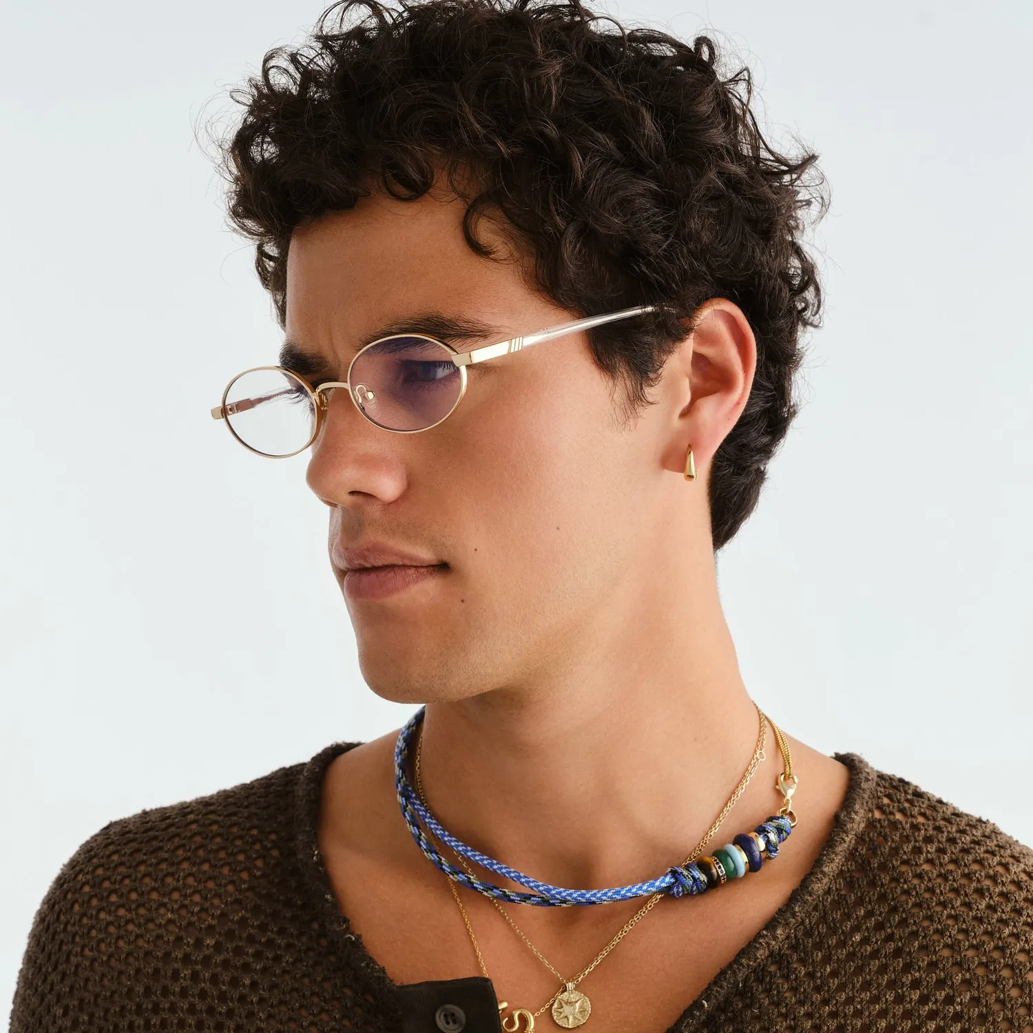 Le Specs Icicle montatura da vista oro luce blu ovale large
