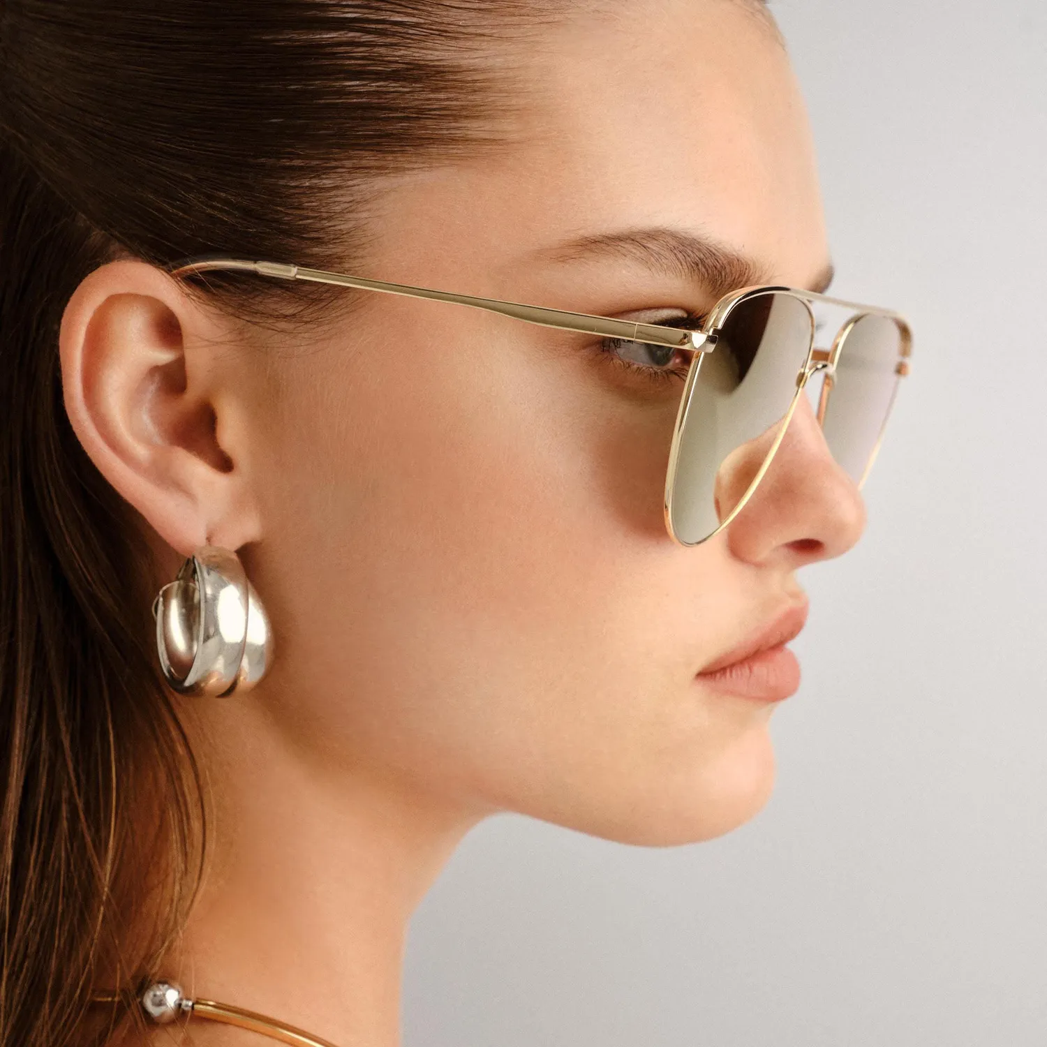 Le Specs The Duke occhiali da sole oro aviatore specchio
