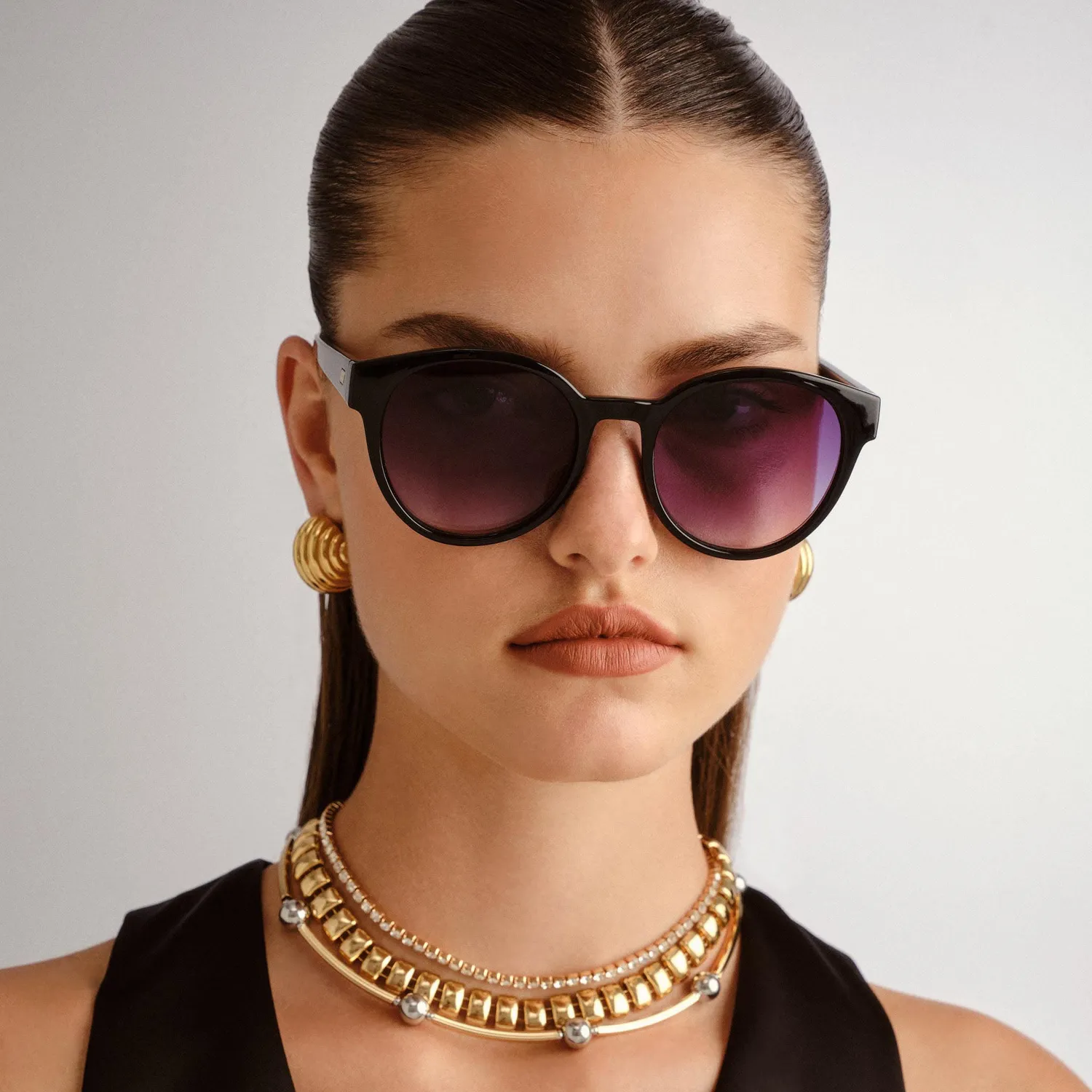 Le Specs Paramount occhiali da sole black tondi