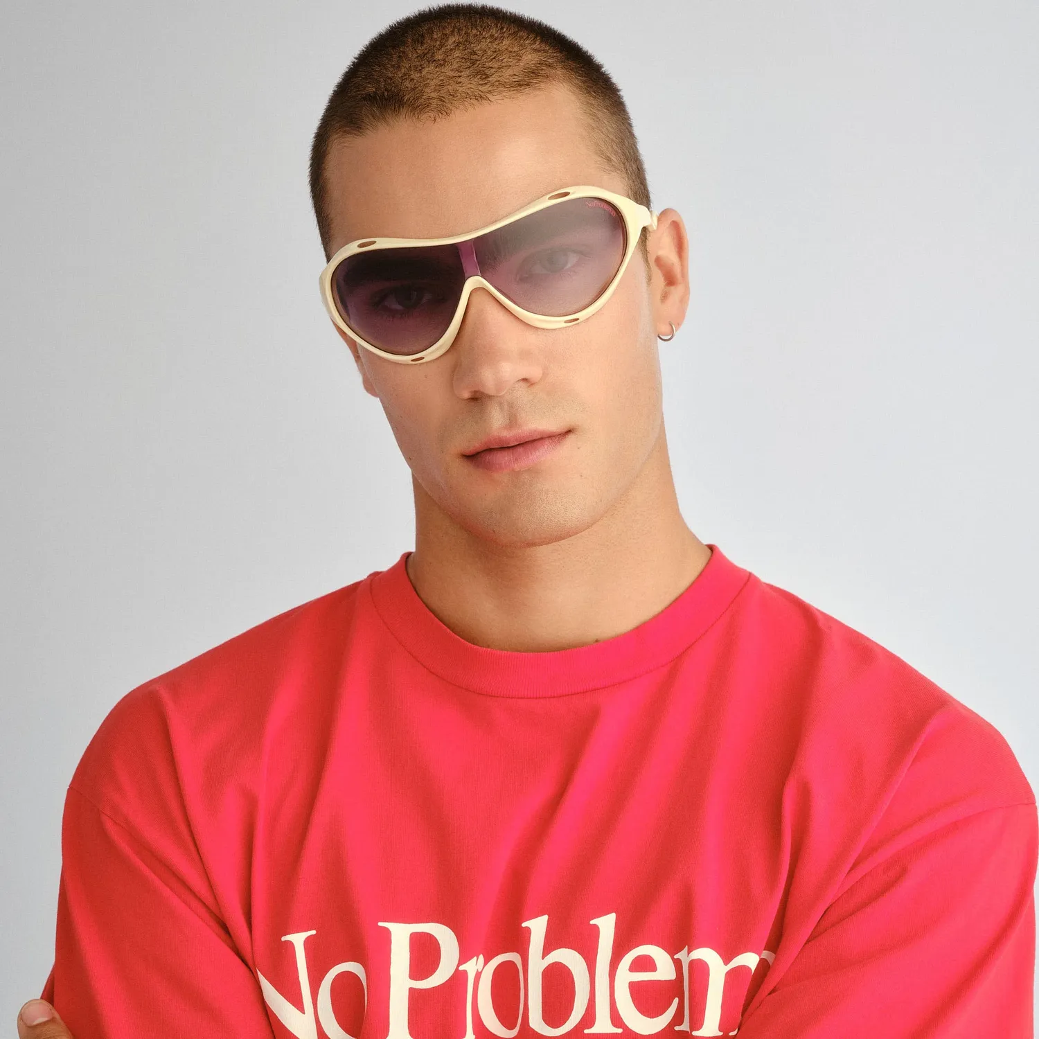 Le Specs Iris occhiale da sole off white shield