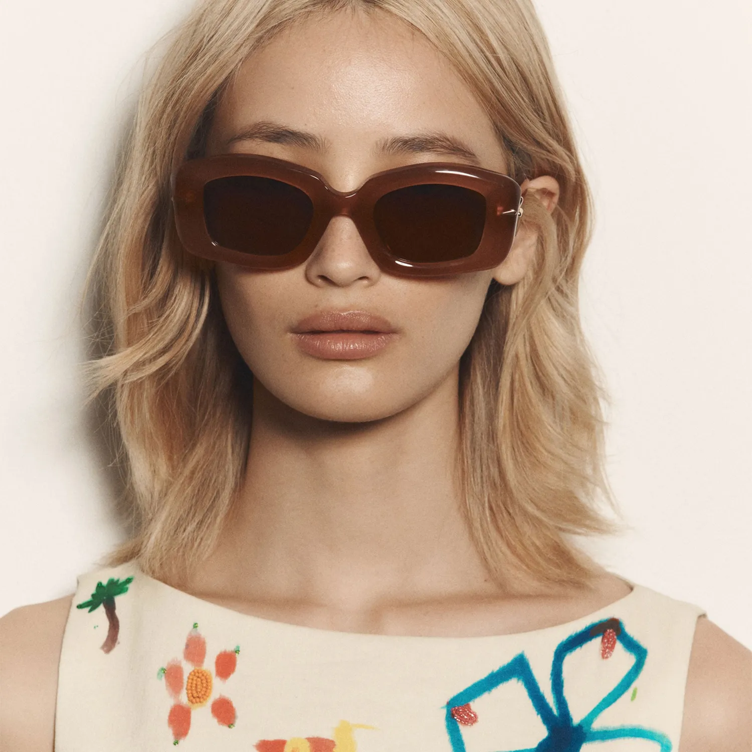 Le Specs Celestina occhiale da sole tan squadrato