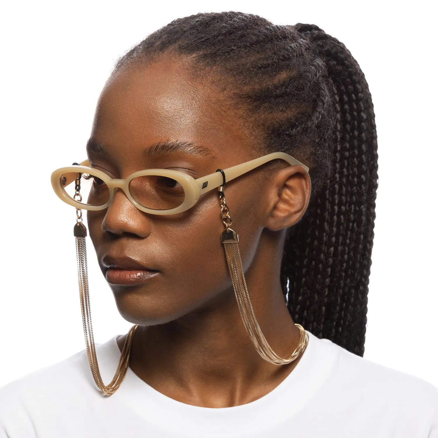 Le Specs Y2K catenella occhiali oro lucido