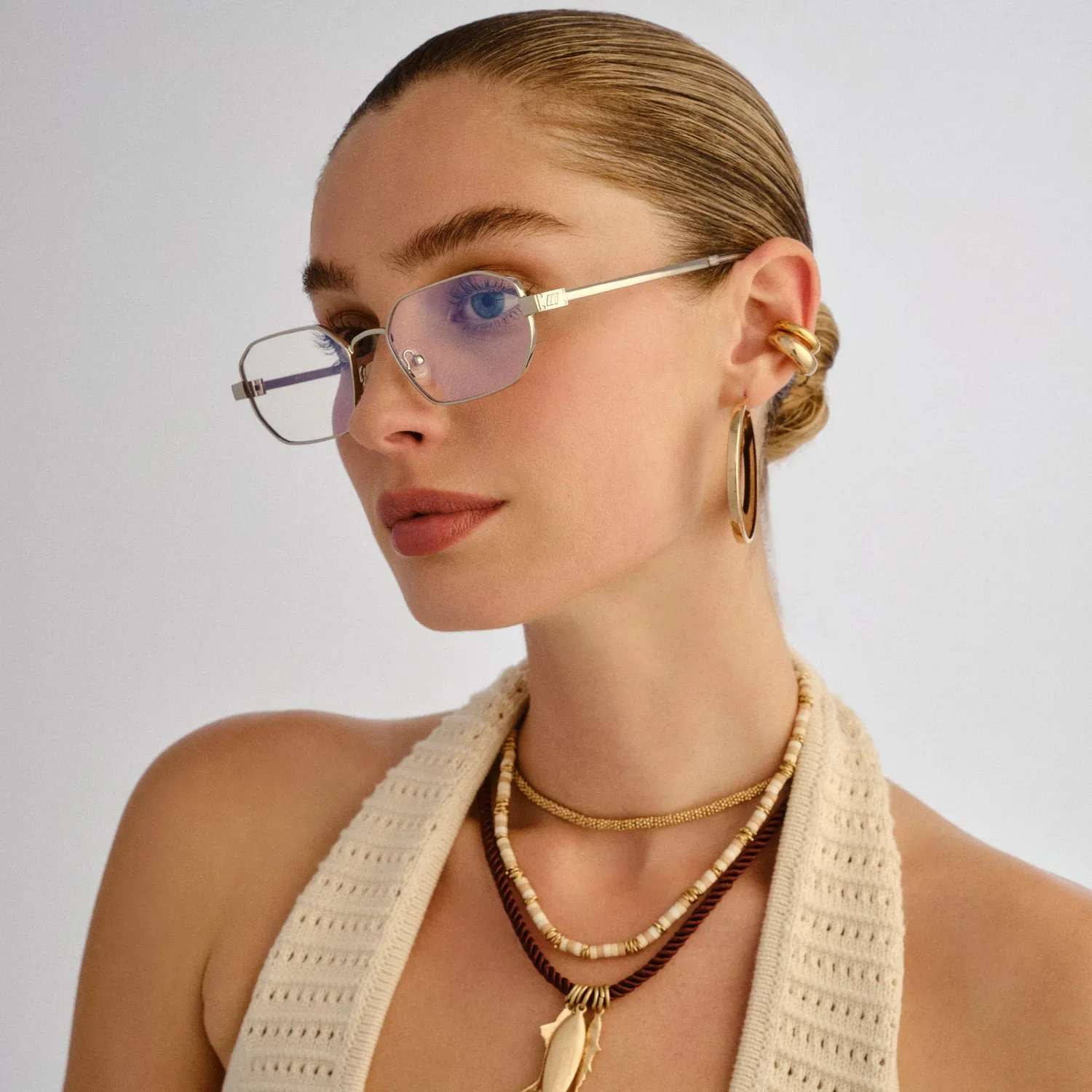 Le Specs Mythic occhiali luce blu argento
