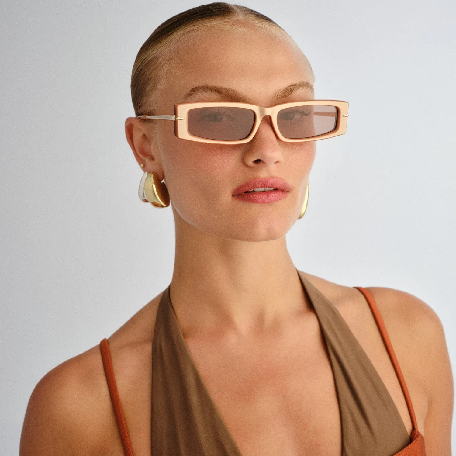 Le Specs Numero Diez occhiale da sole champagne velvet rettangolare