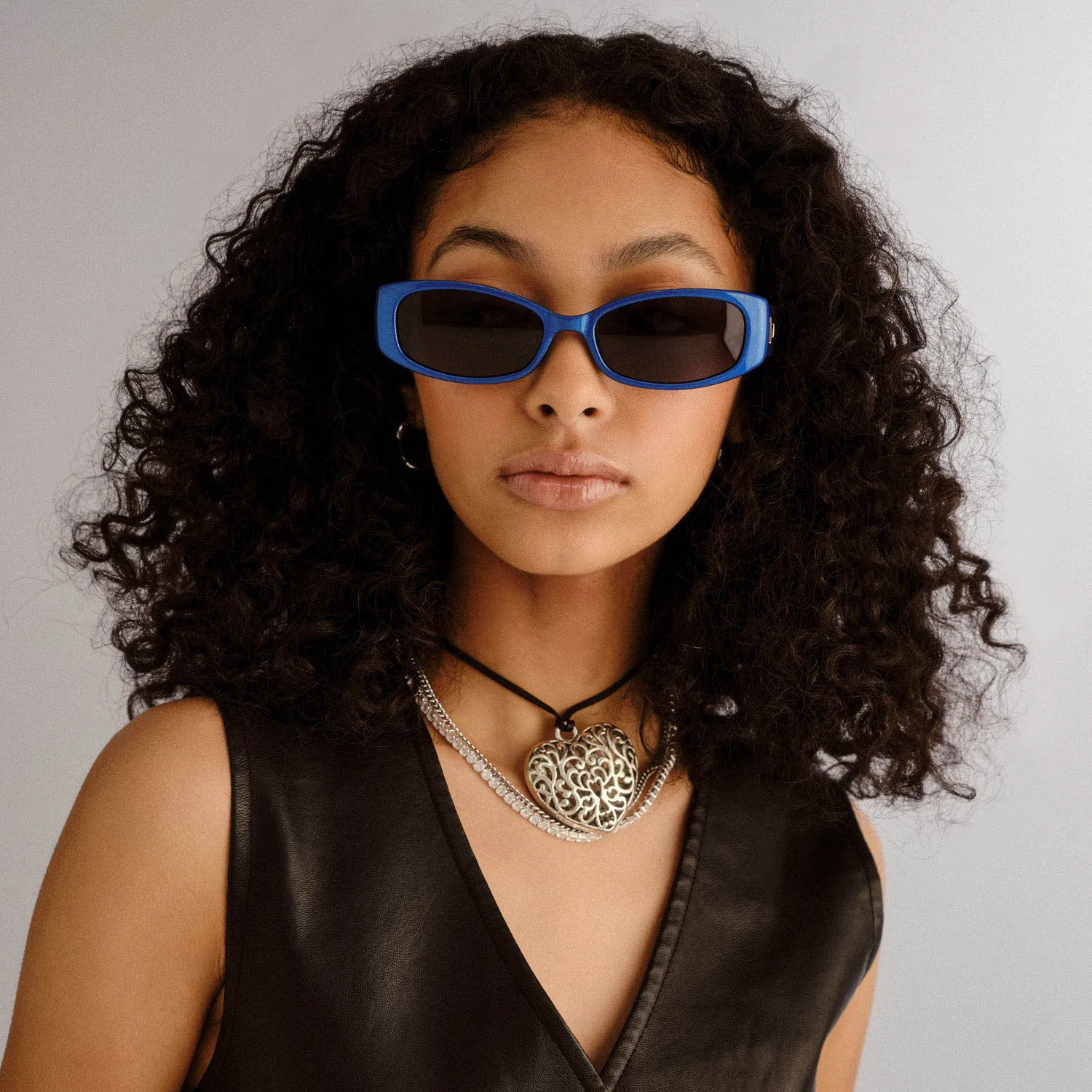 Le Specs Starlight occhiali da sole blu rettangolari