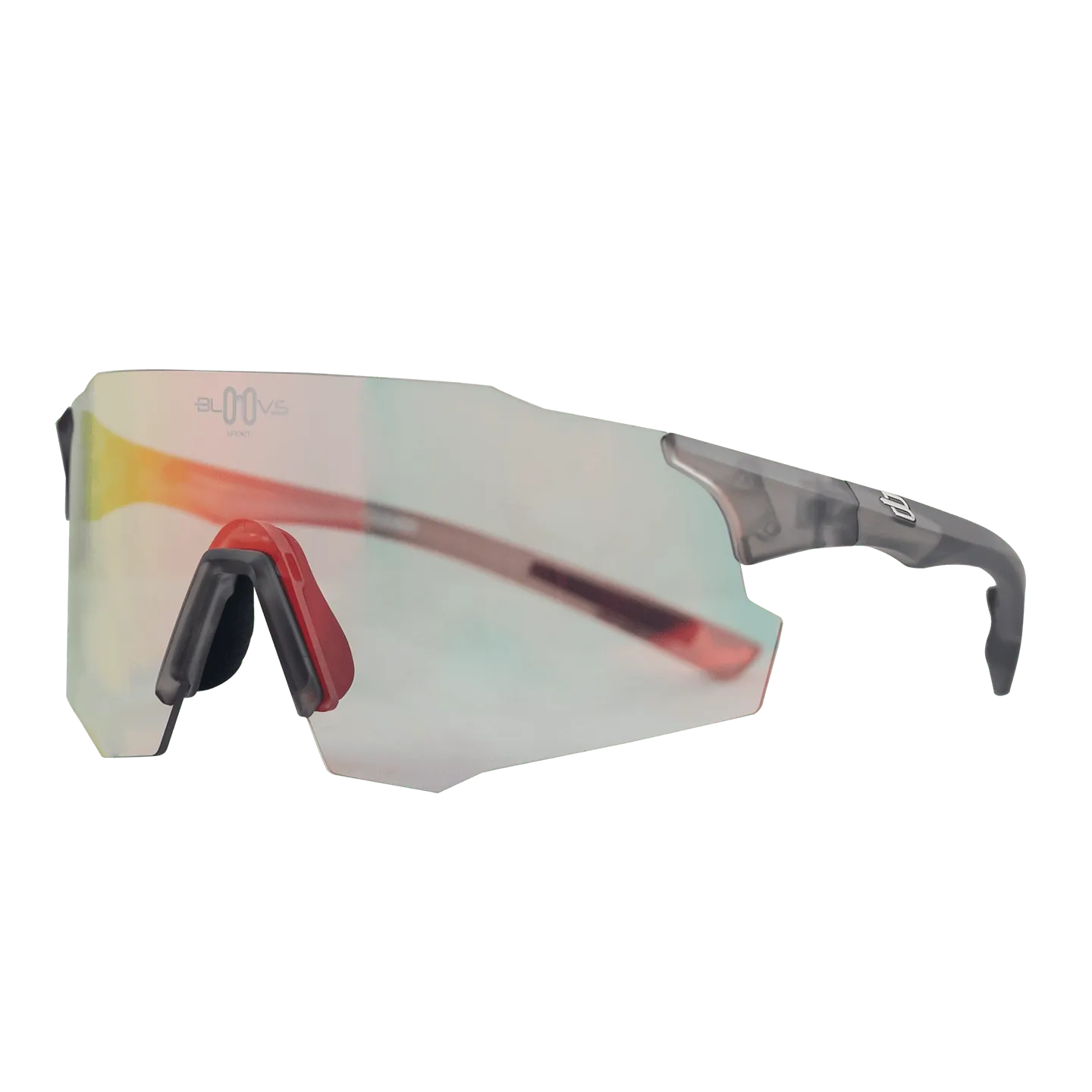 Bloovs Stelvio Crystal Gray Orange Photochromic occhiale bici avvolgente