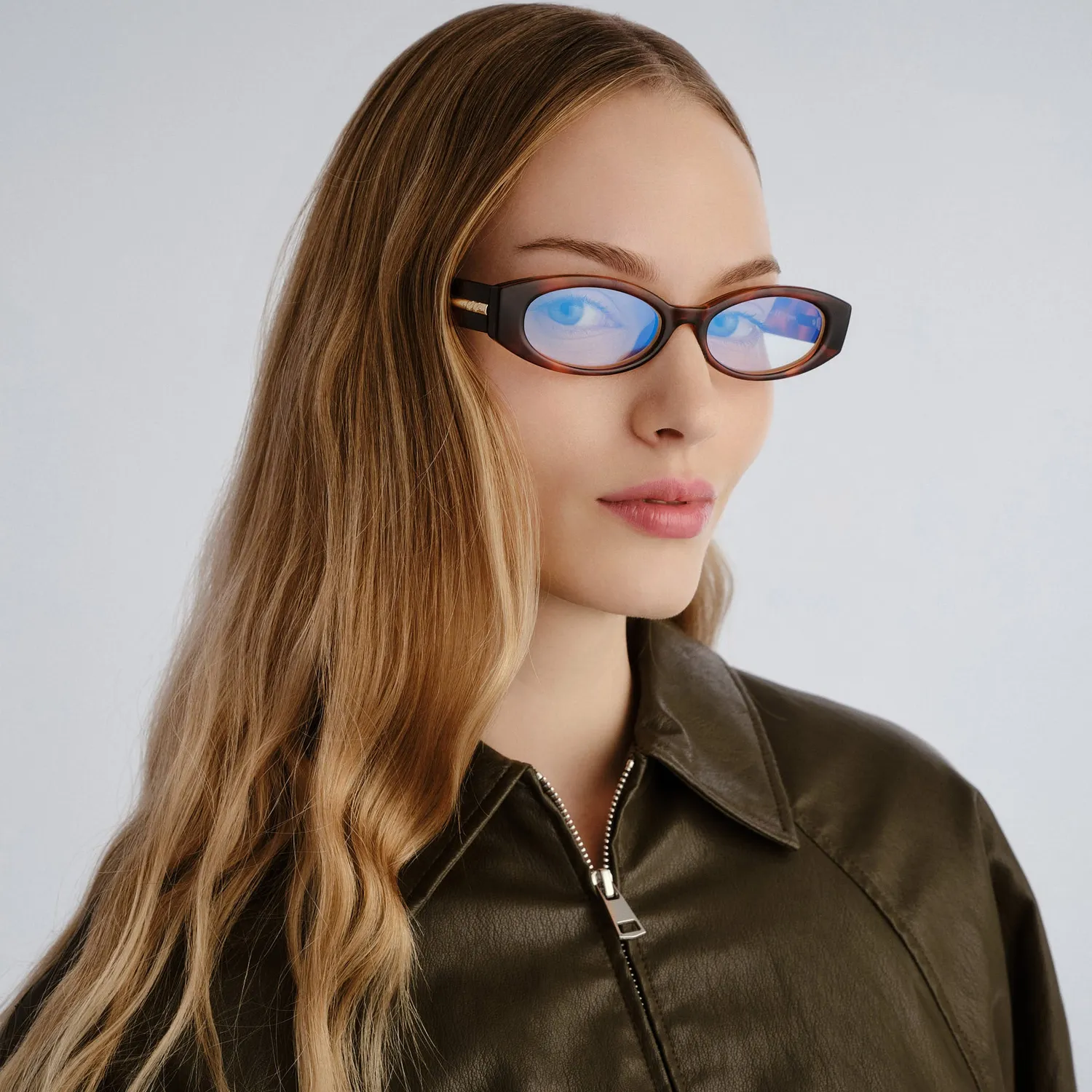 Le Specs Belladonna montatura da vista toffee tort luce blu