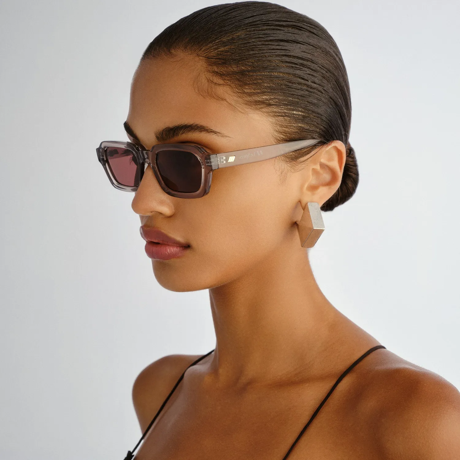 Le Specs Tension occhiali da sole grigi rettangolari