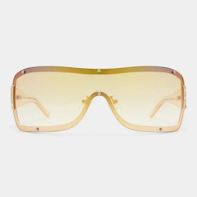 Le Specs Veiled occhiale da sole oro sabbia scudo