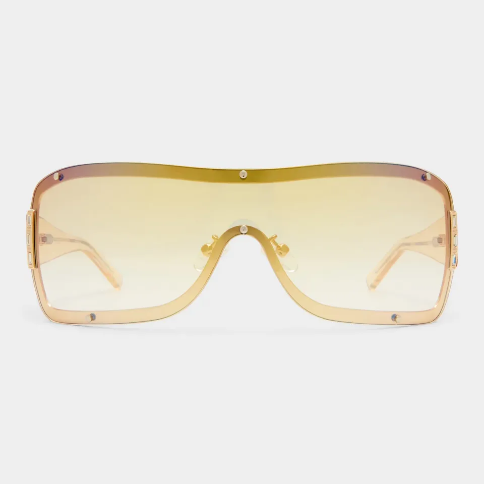 Le Specs Veiled occhiale da sole oro sabbia scudo