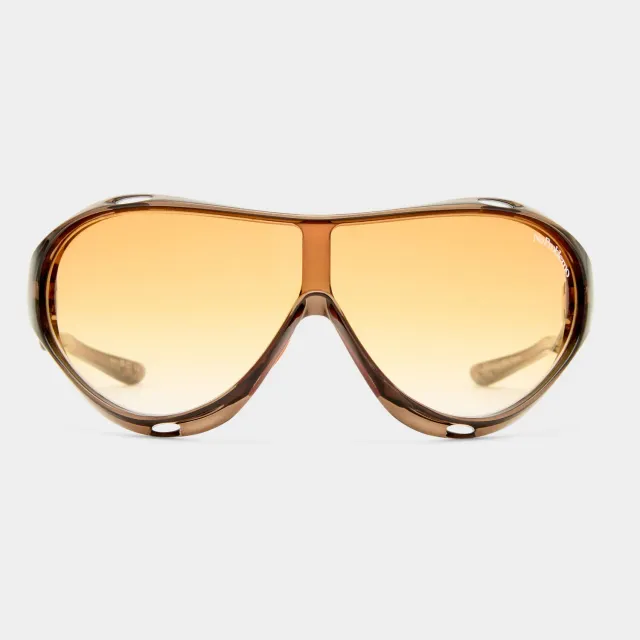 Le Specs Iris occhiali da sole marroni fire grad a scudo