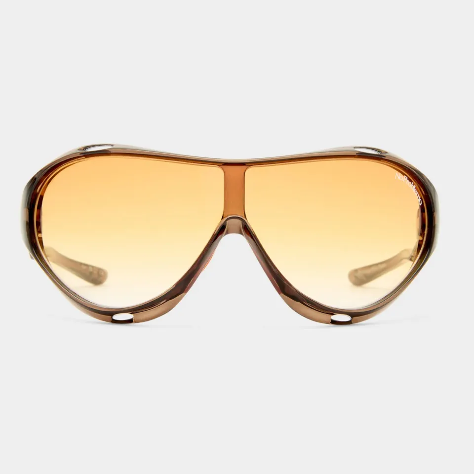 Le Specs Iris occhiali da sole marroni fire grad a scudo