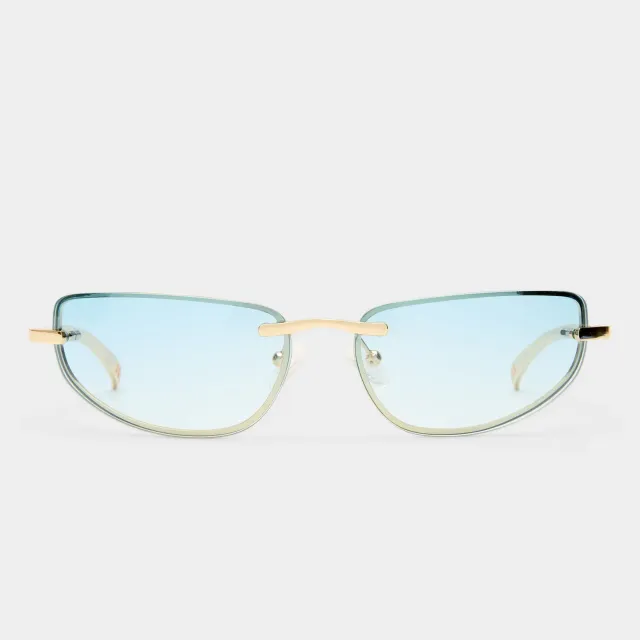 Le Specs Bubbles occhiale da sole oro azzurro sfumato
