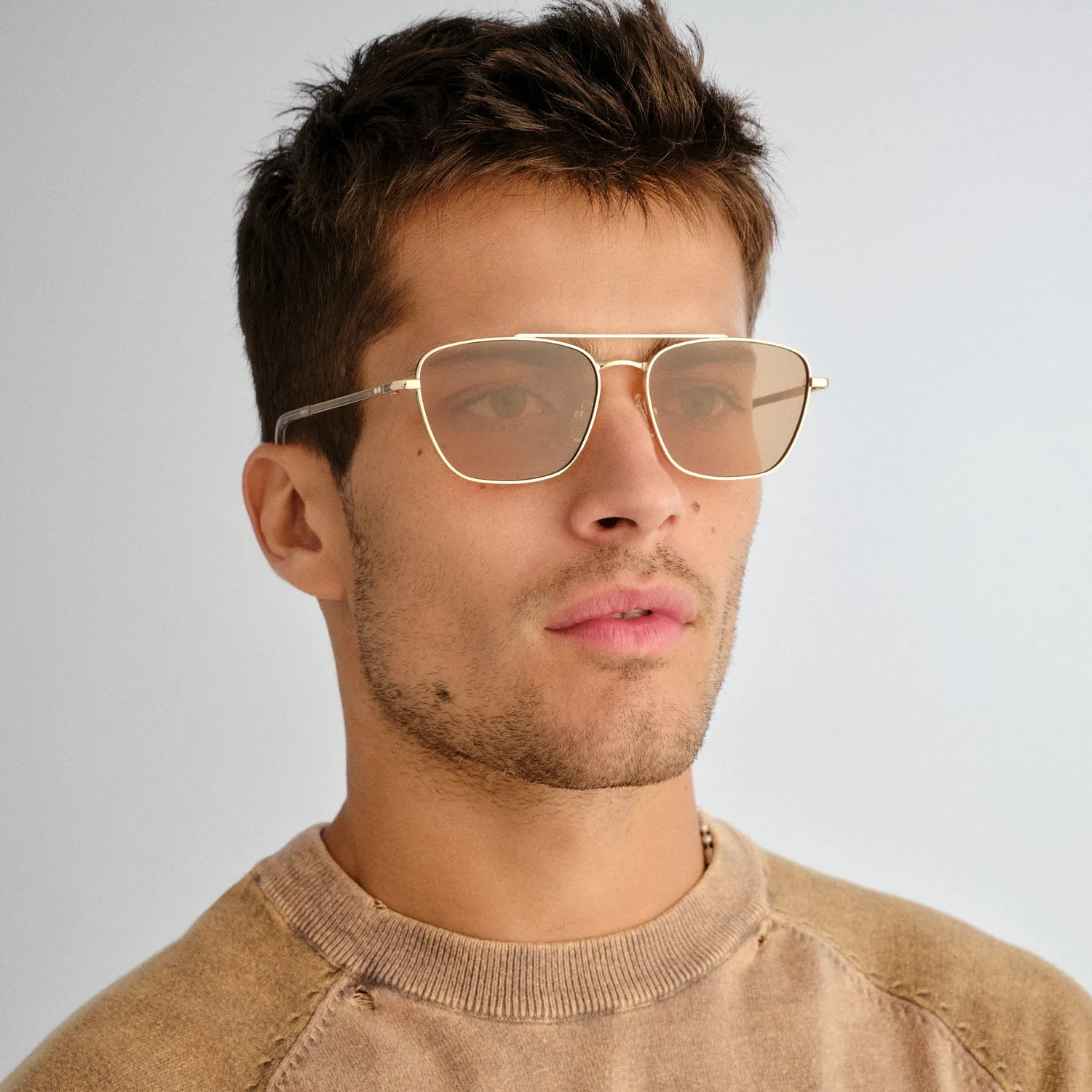Le Specs Diametric II occhiale da sole oro marrone aviatore
