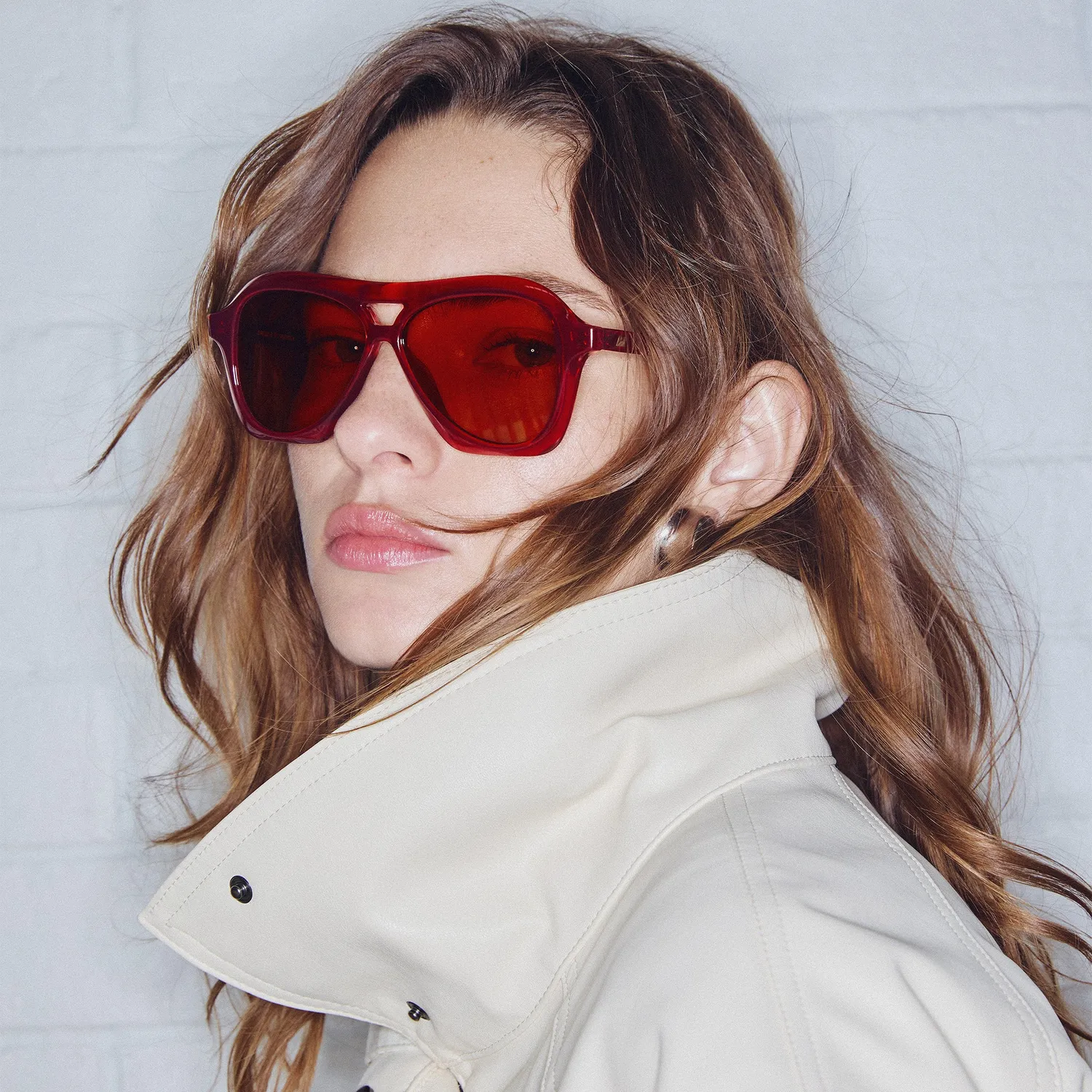 Le Specs Drizzle occhiali da sole aviatore tangerine cannella