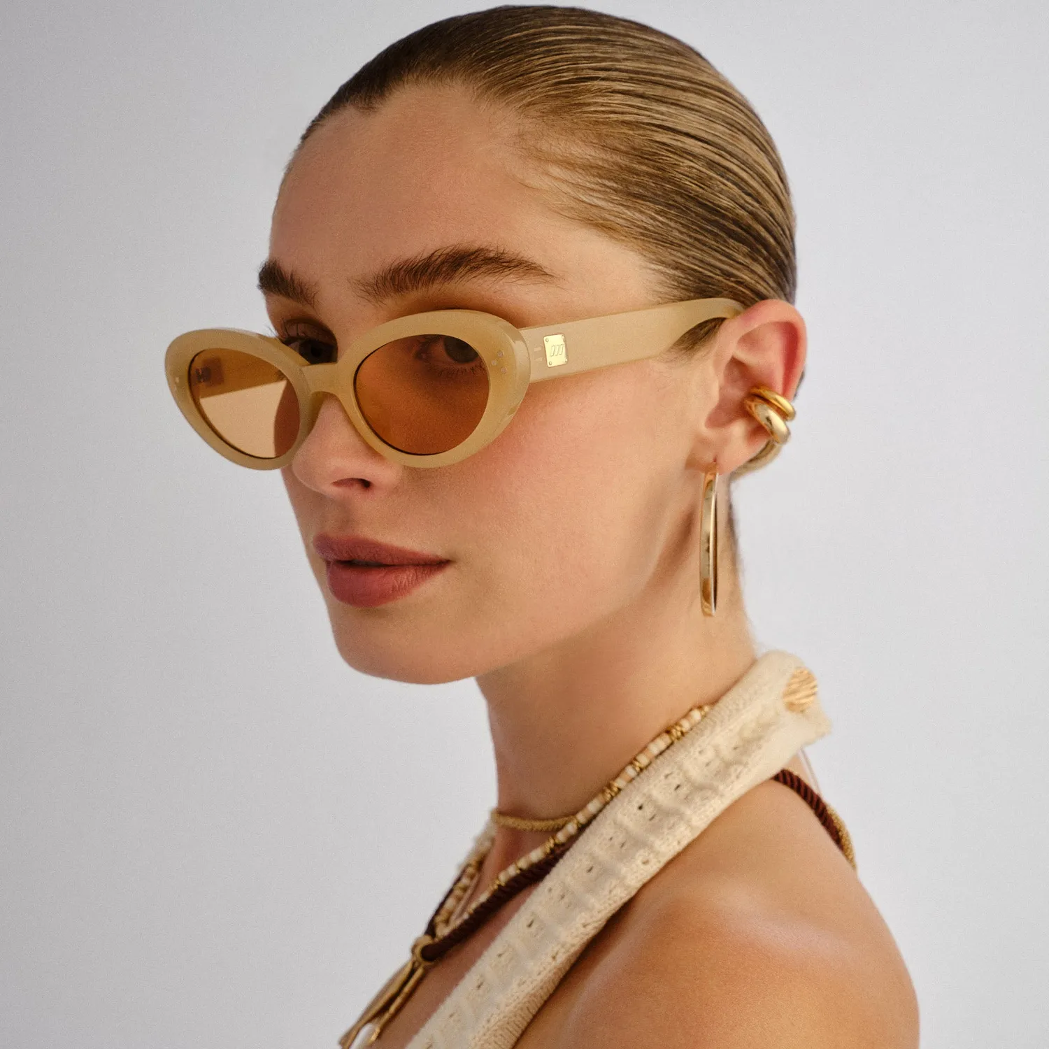 Le Specs Tootsie+ occhiale da sole nude giallo larga