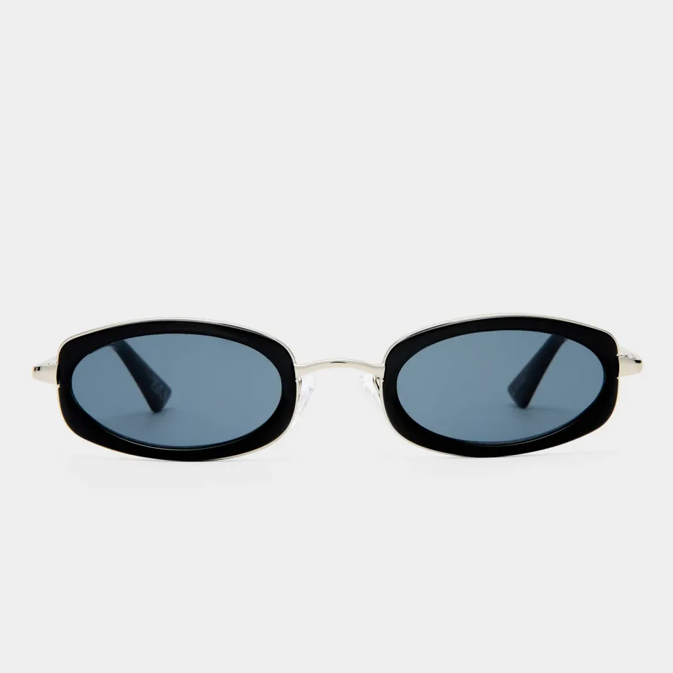 Le Specs Mecharo occhiali da sole ovale argento nero